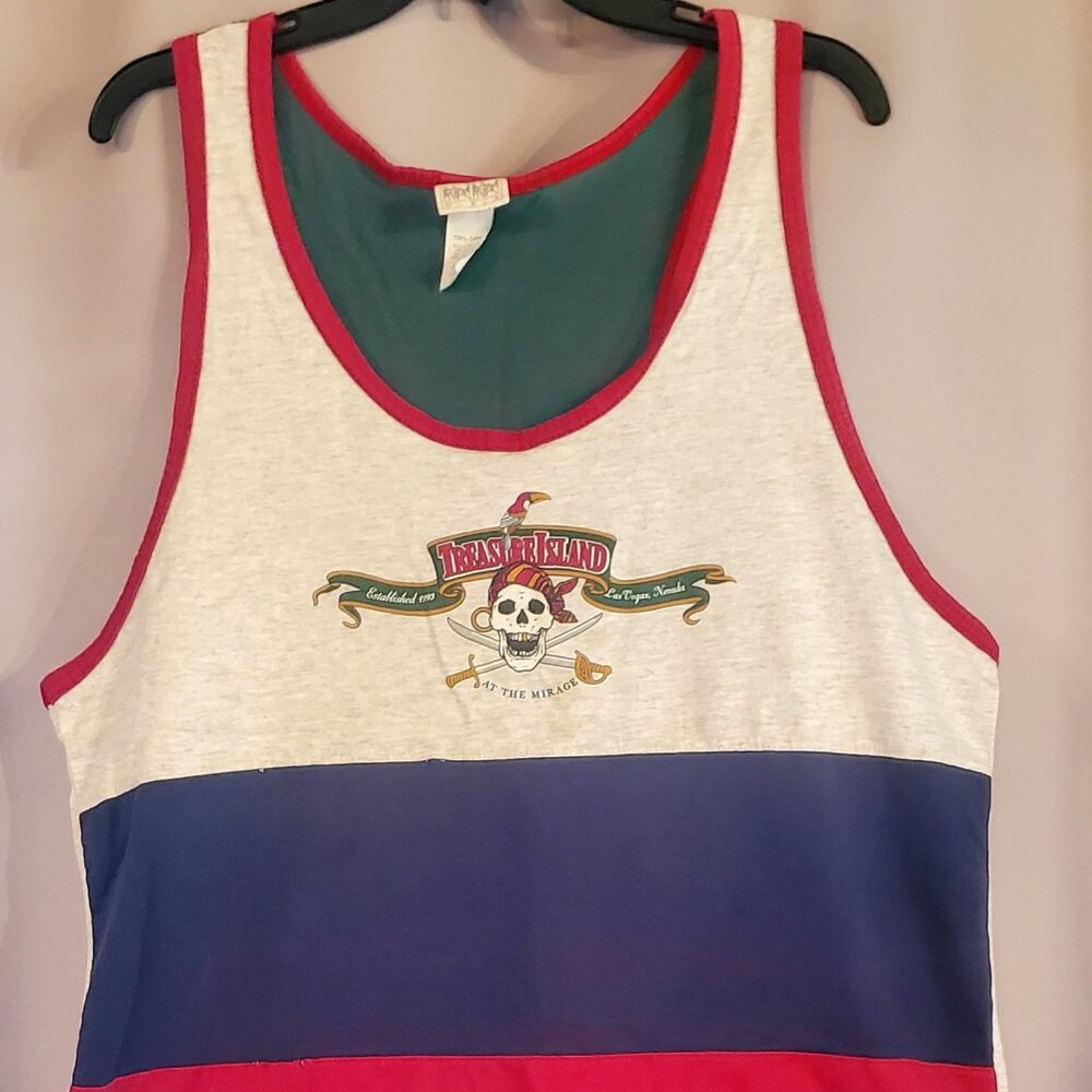 Vtg. TREASURE ISLAND MIRAGE-LAS VEGAS (Men's Size:LG, Tanktop, Multi-Color)